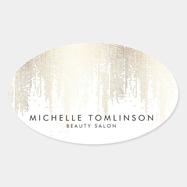Luxe Faux Gold Confetti Rain Pattern Oval Sticker (Front)
