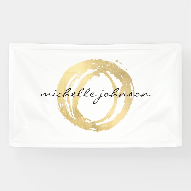 Luxe Faux Gold Painted Circle Designer Logo Banner (Horizontal)