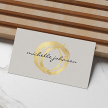 Luxe Faux Gold Painted Circle Designer Logo on Tan