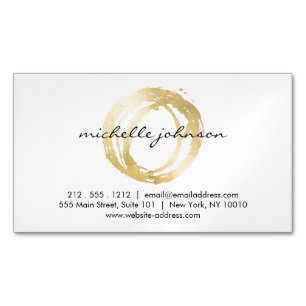 Luxe Faux Gold Painted Circle Designer Magnetic Business Card