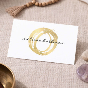 Luxe Faux Gold Painted Circle Yoga Instructor Business Card