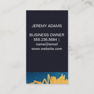 Luxe Faux Gold Texture Mark   Blue Background Business Card