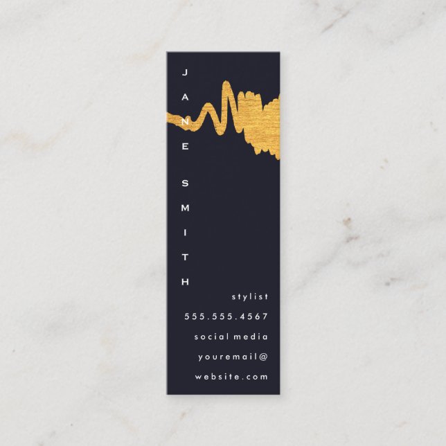 Luxe Faux Gold Texture Mark Mini Business Card (Front)