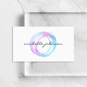 Luxe Faux Holographic Painted Circle Designer Logo Business Card