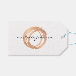 Luxe Faux Rose Gold Painted Circle Designer Logo Gift Tags