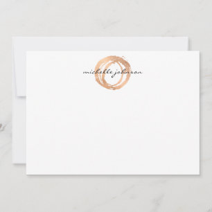 Luxe Faux Rose Gold Painted Circle Flat Notecard