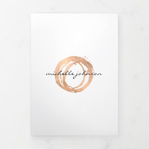 Luxe Faux Rose Gold Painted Circle Logo Brochure