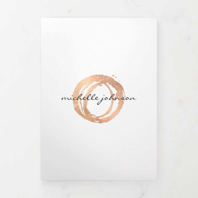 Luxe Faux Rose Gold Painted Circle Logo Brochure (Cover)