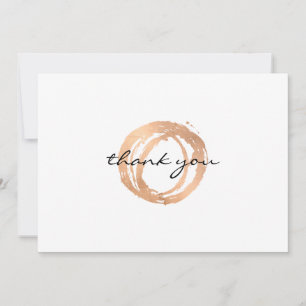 Luxe Faux Rose Gold Painted Circle Thank You Card
