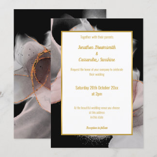 LUXE FLOATING ABSTRACT ROSE WEDDING INVITATION