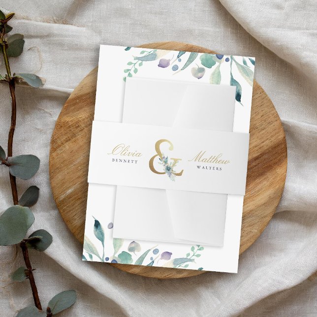 Luxe Floral Ampersand Wedding Monogram Invitation  Invitation Belly Band (Creator Uploaded)