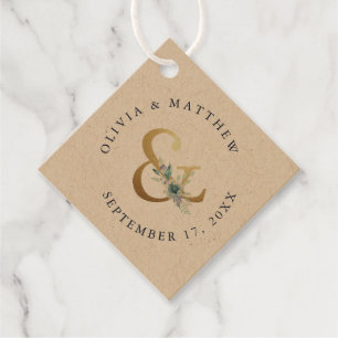 Luxe Floral Ampersand Wedding Thank You Favour Tags