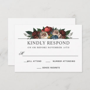 Luxe Floral Arrangement Wedding RSVP Response Invitation