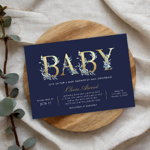 Luxe Floral Baby Shower by Mail Invitation