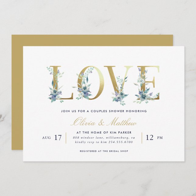 Luxe Floral Couples Shower Invitation (Front/Back)