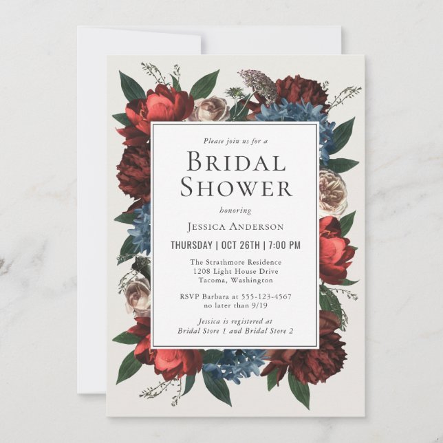 Luxe Floral Frame Bridal Shower Invitation (Front)