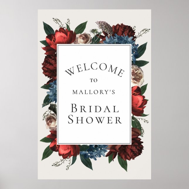 Luxe Floral Frame Bridal Shower Welcome Sign (Front)