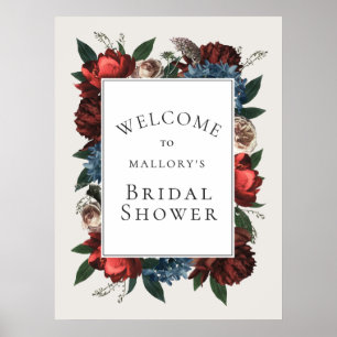 Luxe Floral Frame Bridal Shower Welcome Sign