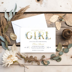 Luxe Floral Girl Baby Shower Invitation