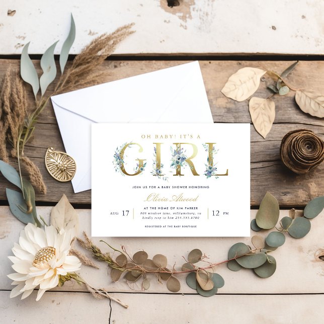 Luxe Floral Girl Baby Shower Invitation (Creator Uploaded)