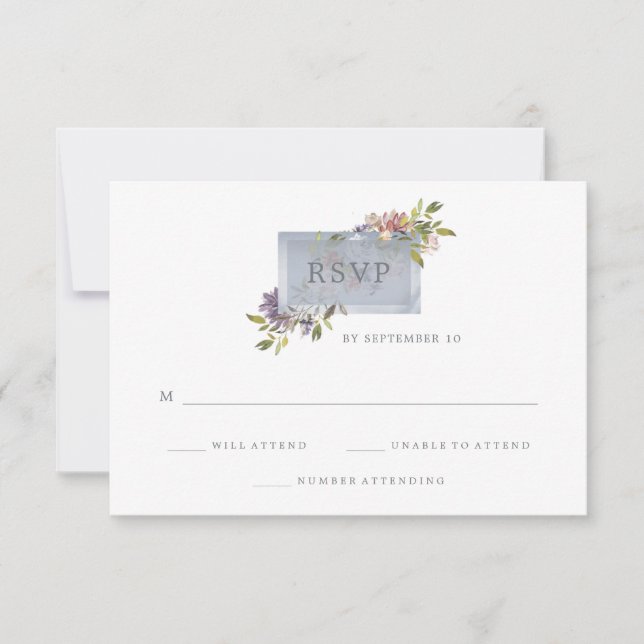 Luxe Floral | Moss Green Watercolor Wedding RSVP Card (Front)