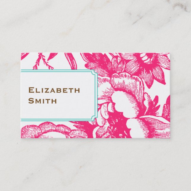 Luxe Floral Pink Business Card (Front)