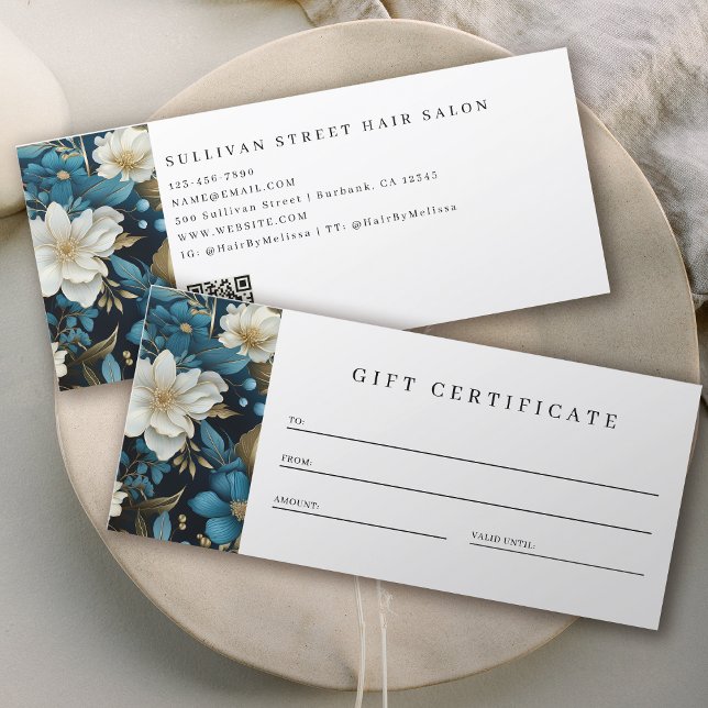Luxe Floral QR Code Business Gift Certificate (Creator Uploaded)