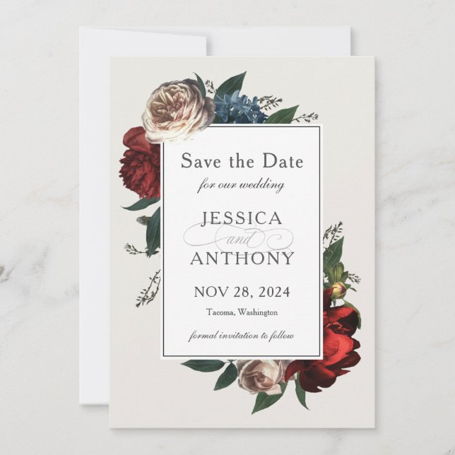 Luxe Floral Save the Date for Wedding (Front)