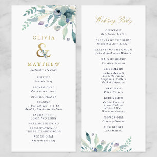 Luxe Floral Wedding Ceremony Program Menu
