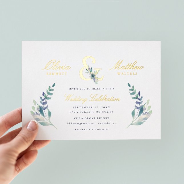 Luxe Floral Wedding Foil Invitation (Creator Uploaded)