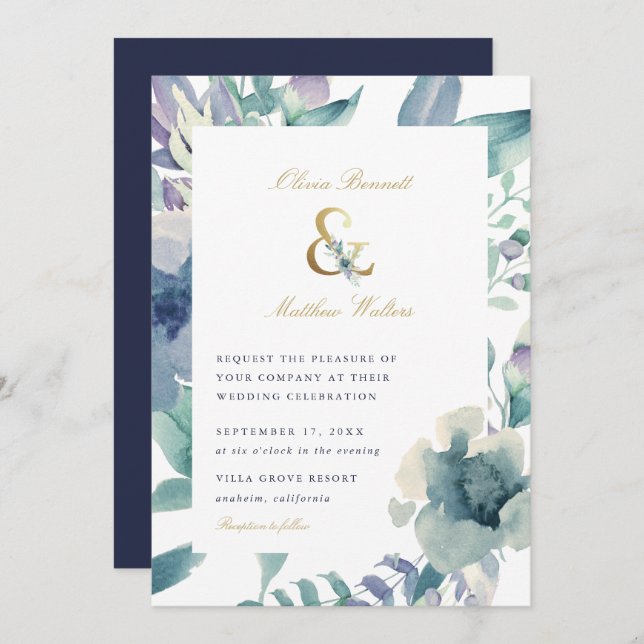 Luxe Floral Wedding Invitation (Front/Back)