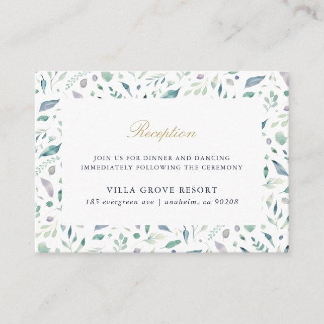 Luxe Floral Wedding Reception Enclosure Card (Front)