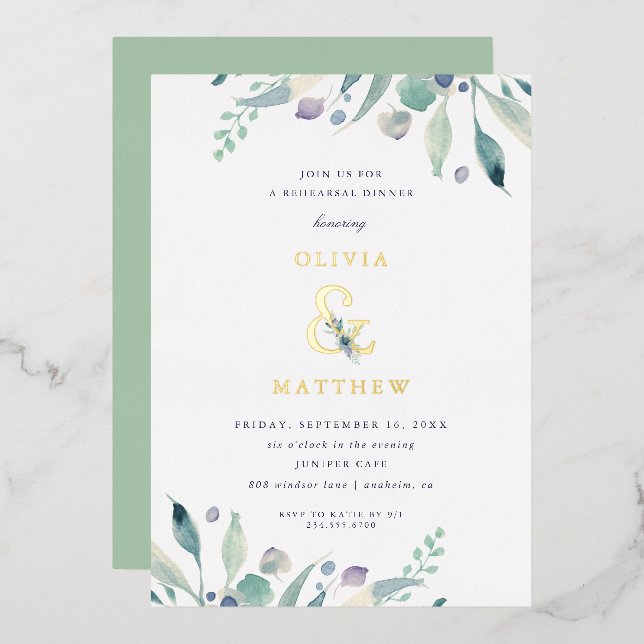 Luxe Floral Wedding Rehearsal Dinner (Front/Back)