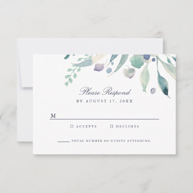 Luxe Floral Wedding RSVP Card (Front)