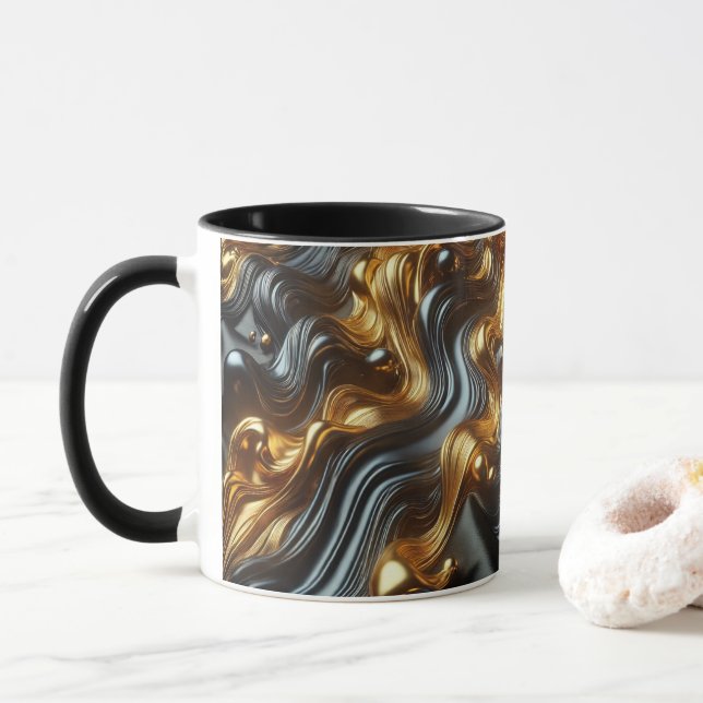 Luxe Flow Satin Black Mug (With Donut)