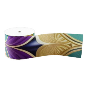 Luxe Foil Glam Gold Purple Grosgrain Ribbon