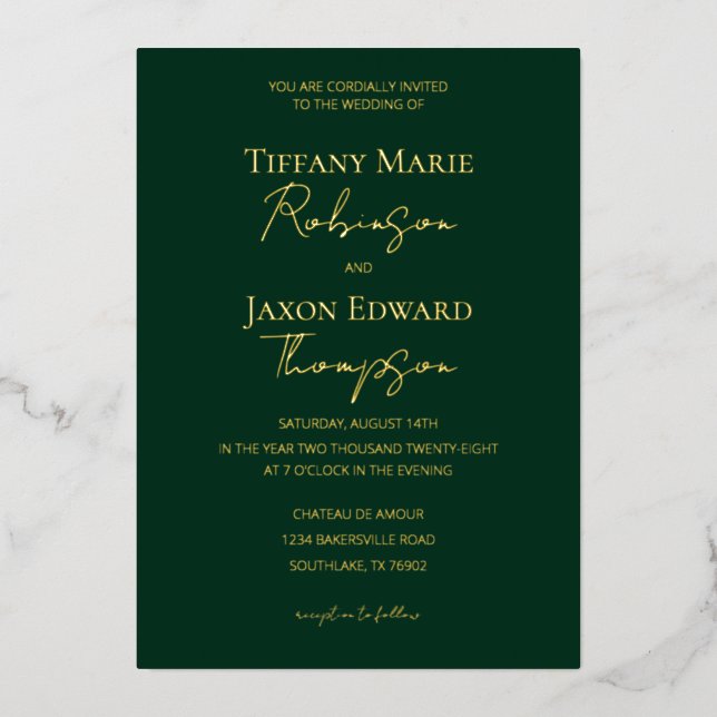Luxe Forest Green and Gold Elegance Wedding (Front)