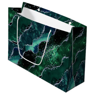 Luxe Gemstone Emerald Glitter Agate Large Gift Bag