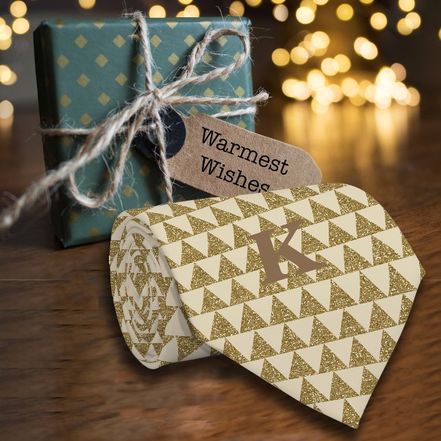 Luxe Geometric Glitter Triangle Personalise Name  Tie (Creator Uploaded)