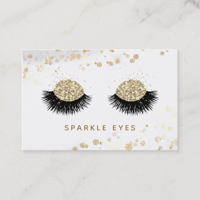 *~* Luxe Glam Grey Black GoldEyes Lashes Business Card (Front)