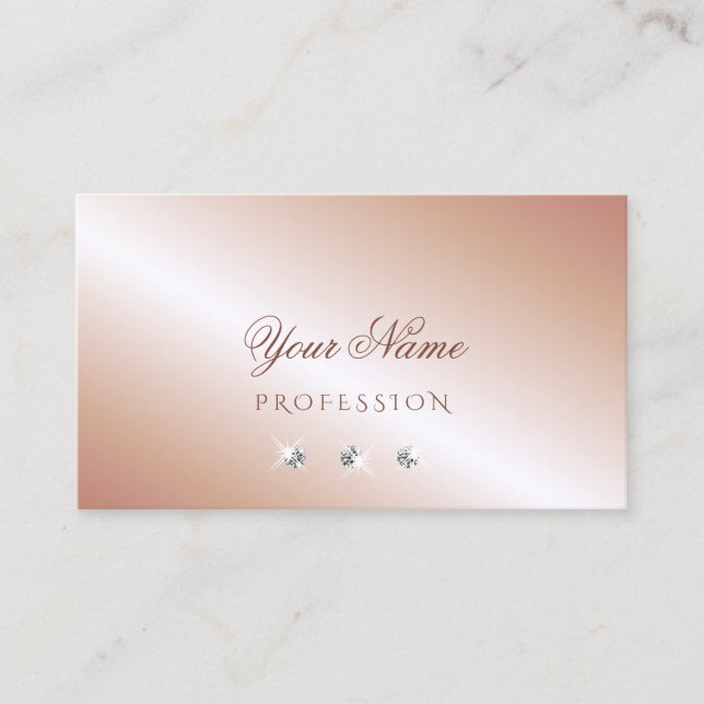Luxe Glam Rose Gold Sparkling Diamonds Luxurious Business Card (Front)