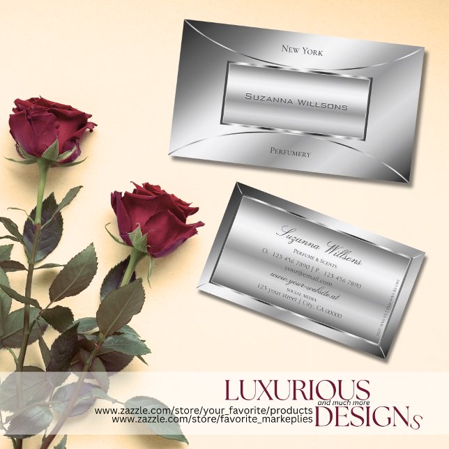 Luxe Glam Silver Modern Glamour Decor Professional Business Card (Creator Uploaded)