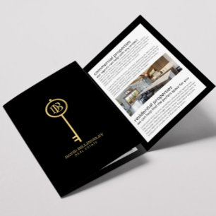 Luxe Gold/Black Skeleton Key Real Estate Brochure