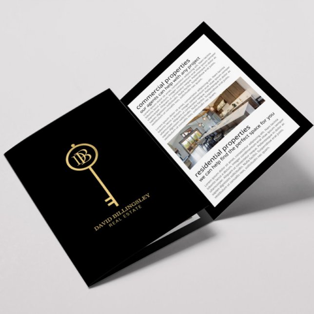 Luxe Gold/Black Skeleton Key Real Estate Brochure (Creator Uploaded)