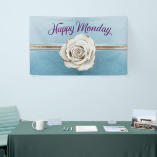 Luxe Gold Blue Glitter Happy Monday Banner