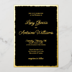 Luxe Gold Bold Edge Black Wedding Invitation