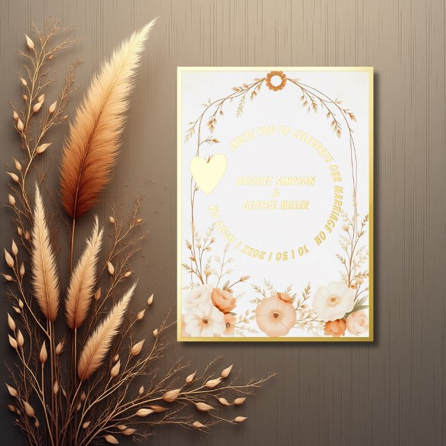Luxe gold Botanical rustic Wedding Foil Invitation (Creator Uploaded)