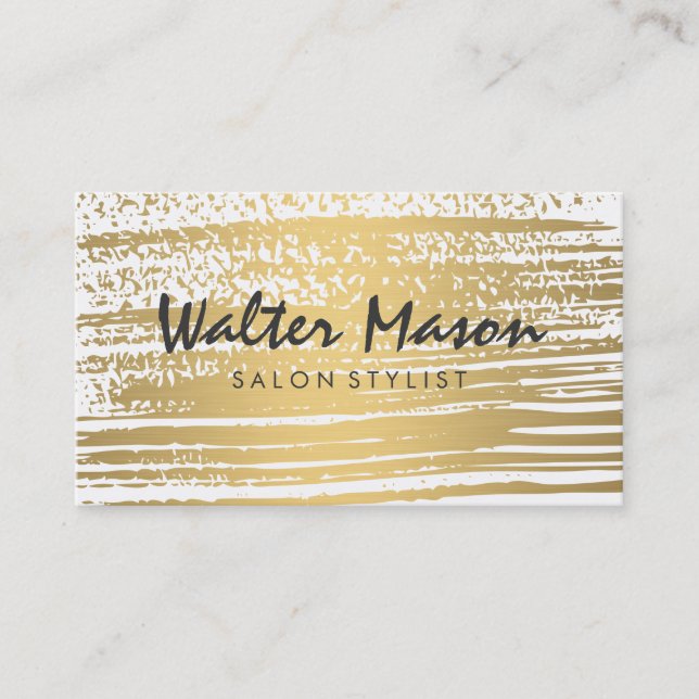 Luxe Gold Brushed Modern Text Business Card (Front)