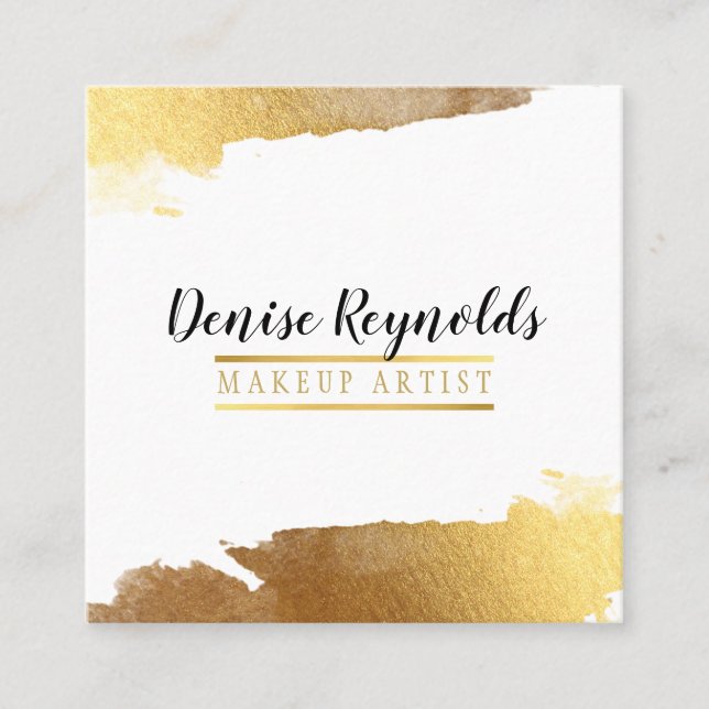 LUXE GOLD EDGED stylish modern boss chic Square Business Card (Front)