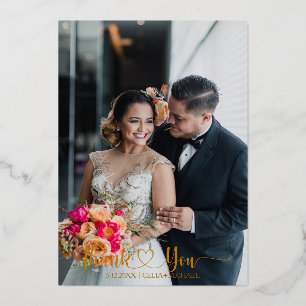 Luxe Gold Foil 2 Photo Wedding Thank You Note